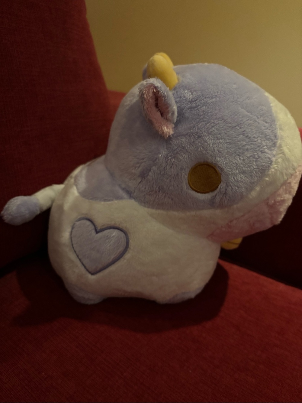🐮 Lavender & White Plush Cow 🐮 with Heart ❤️ Accent - Picture 4 of 4